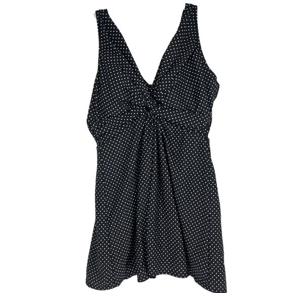 Miraclesuit Swim Dress Womens US 18 Black Polka Dot Padded Attached Brief Marais - Picture 1 of 8